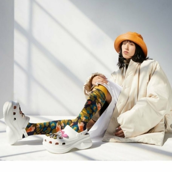 Crocs Classic White Bae Platform Clog Sandals Size 8 - Picture 7 of 16